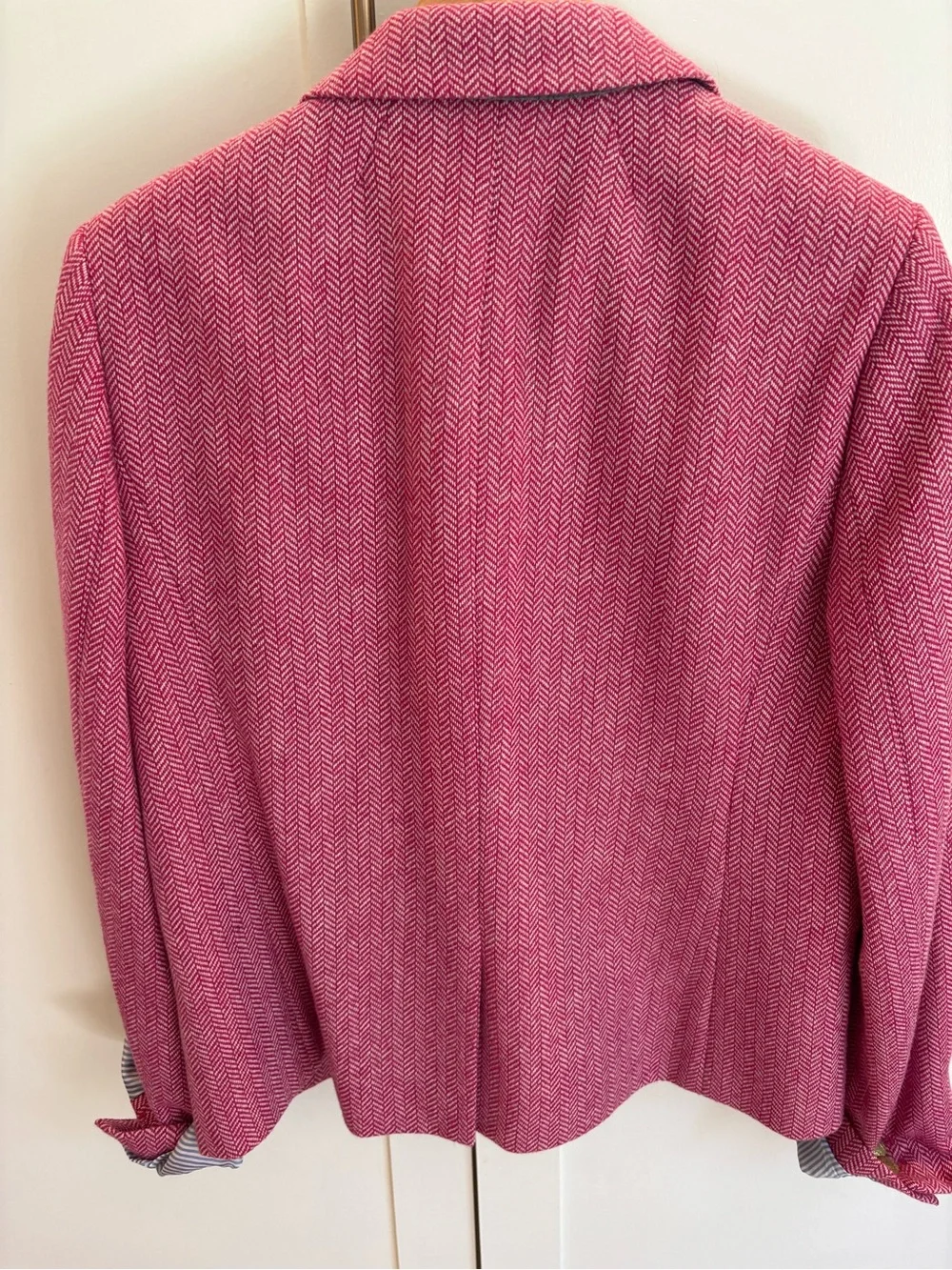 J. Crew Pink Herringbone Blazer with Gold Buttons
